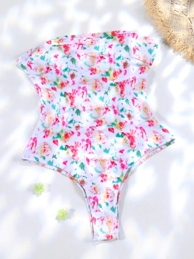 Женский слитный купальник с принтом