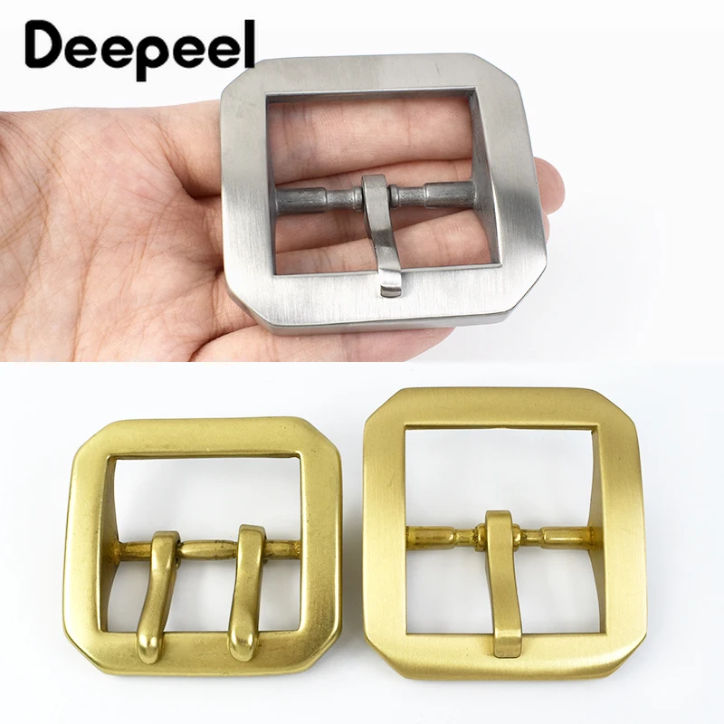 

Deepeel 40mm Pure Brass Belt Buckles Men Pin Buckle Stainless Steel Belts Head DIY Leather Craft Accessory for 38-39mm Waistband