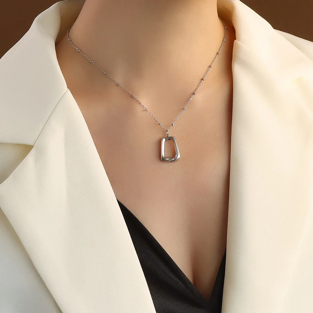 Fashion Square Drop Earrings for Women Geometric Gold Color Dangle Statement Pendant Earring Necklace Set Party Jewelry |
