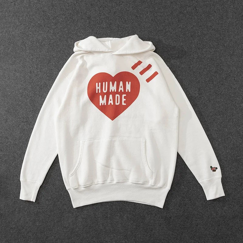 

Made Hooded Human Sweatshirt Cotton Fleece Printed Heart Embroidered Men Women 1:1 Hoodie HUMAN MADE Oversize Pullover