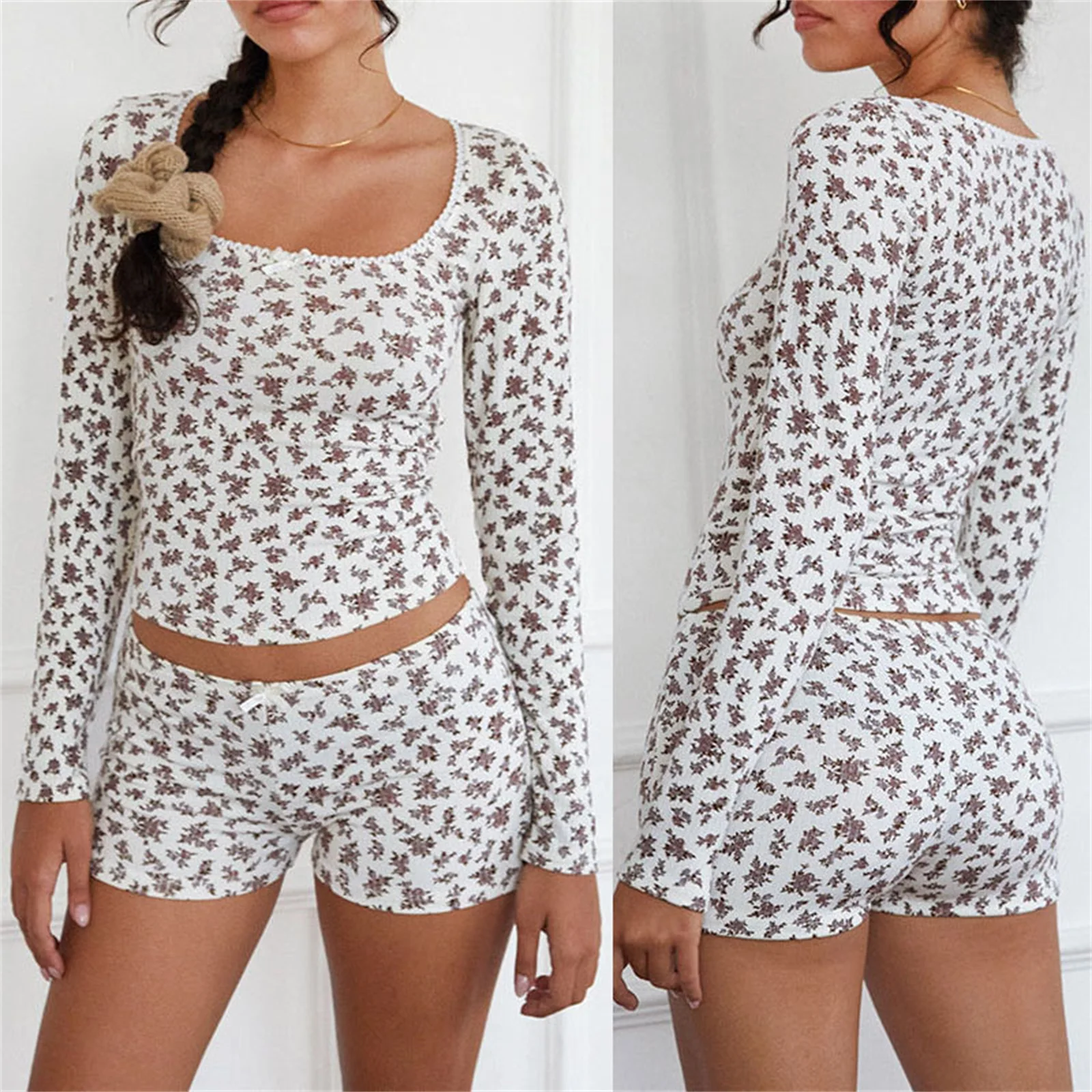 Женская летняя одежда комплект из 2 предметов футболка с длинными рукавами и