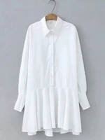 black white turn down collar women shirt dress 2020 fashion casual lady lantern sleeve loose mini dresses d5222