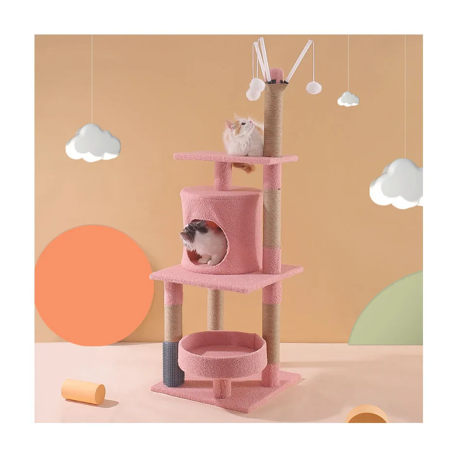 

House Tower Wood Pet Scratcher Large Wooden Outdoor Big Furniture Modern Trees Luxury Climbing Towers Tree Cat Wood for Cats
