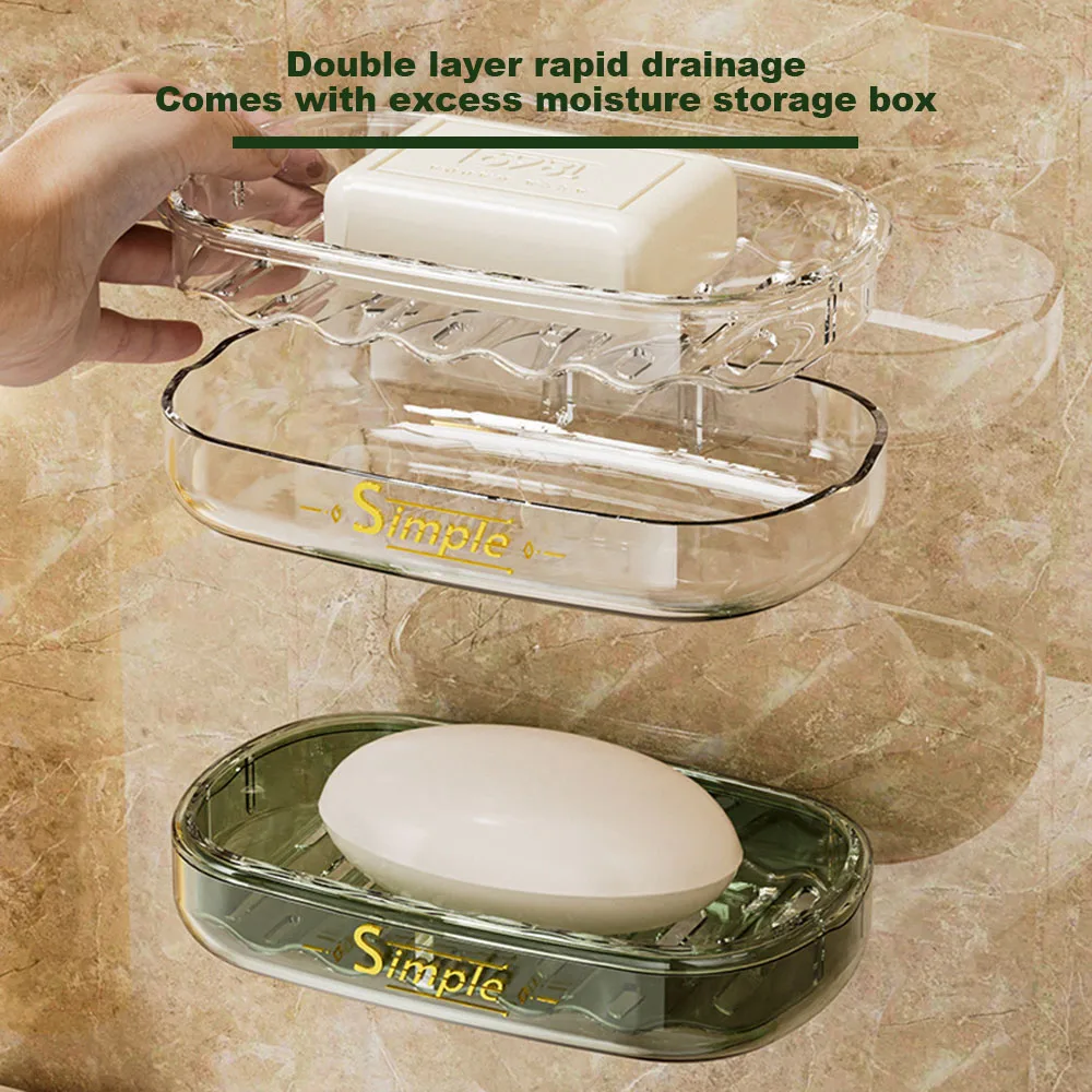 

Home No Drilling Soaps Box Double Layers Efficient Soaps Holder For Daily Use