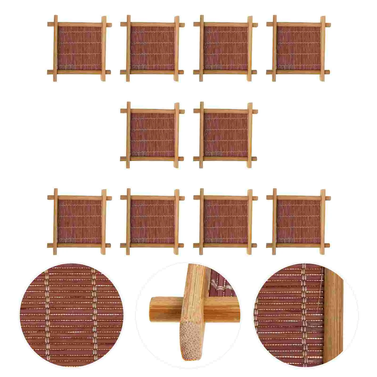 

10Pcs Drinks Insulated Table Mat Teacup Bamboo Saucer Tearoom Decorative Coaster