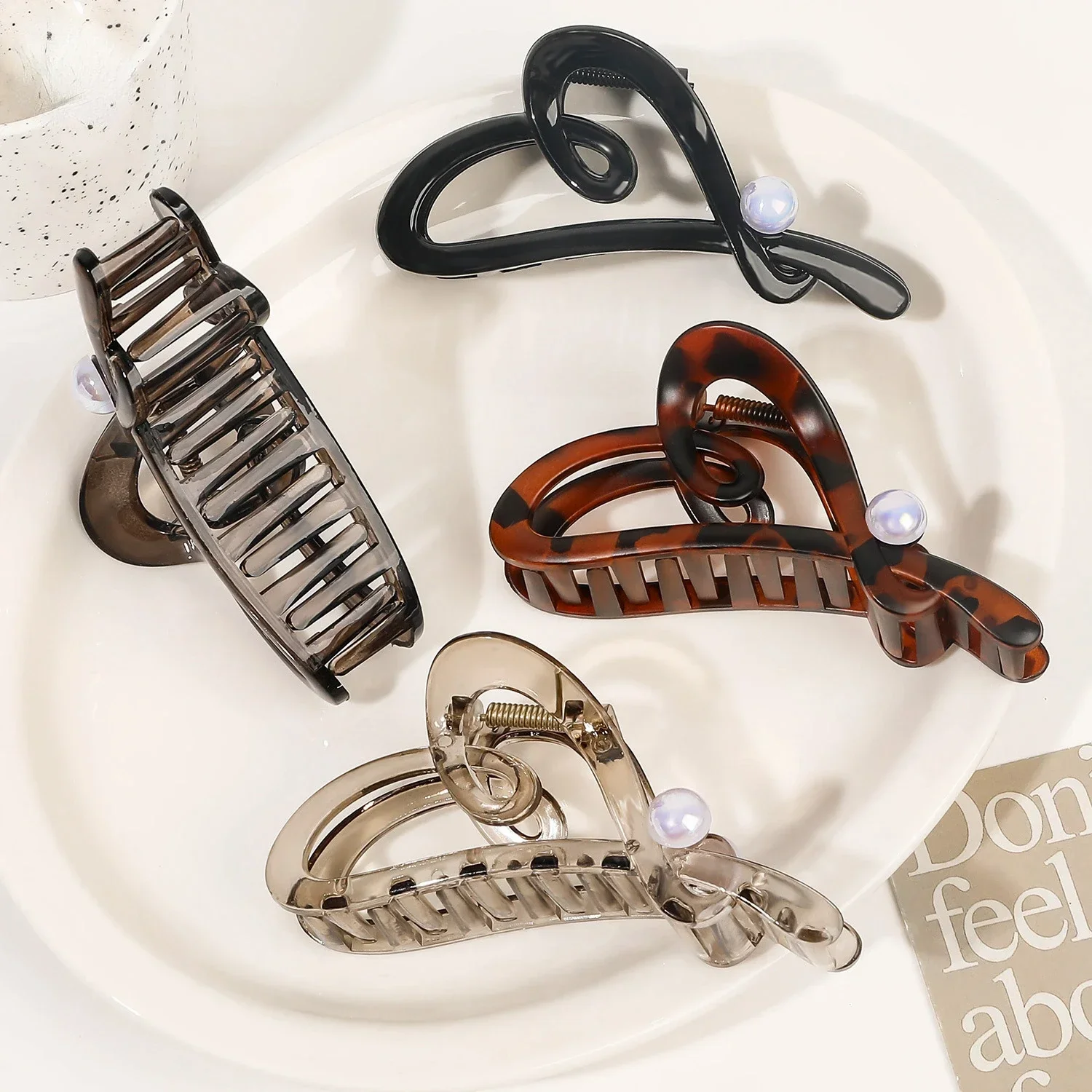 12 см заколка для волос в форме сердца инкрустированная жемчугом большая