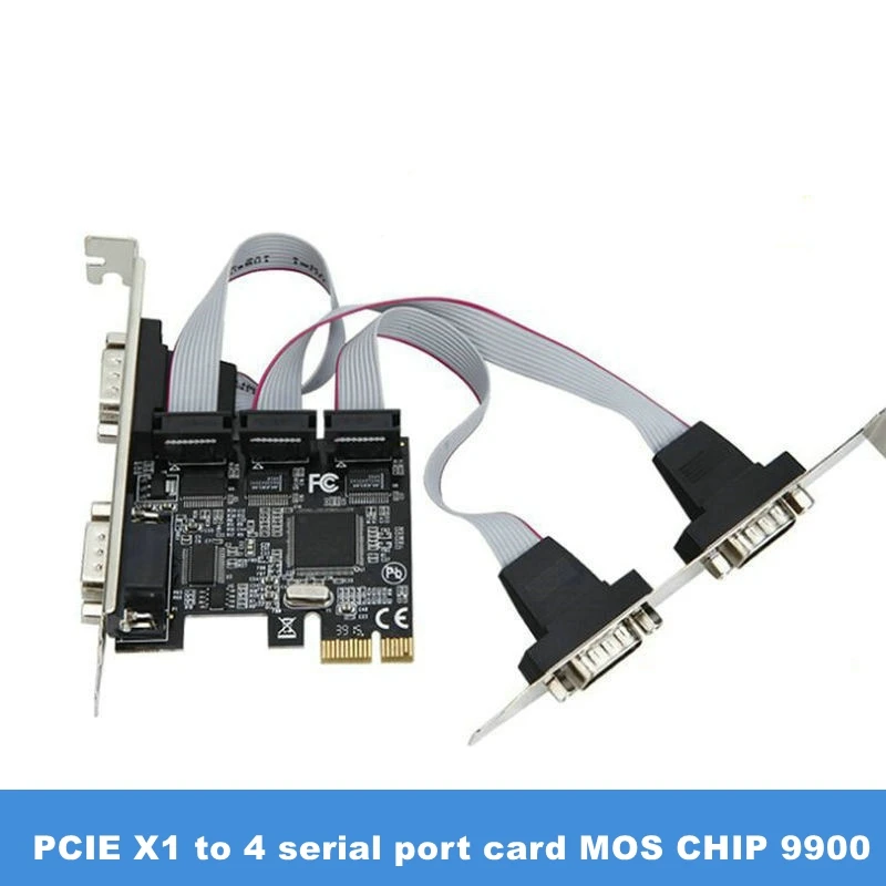 Высококачественный последовательный адаптер MOSCHIP 9900 PCIe с 4 портами, плата расширения RS232 DB9 COM