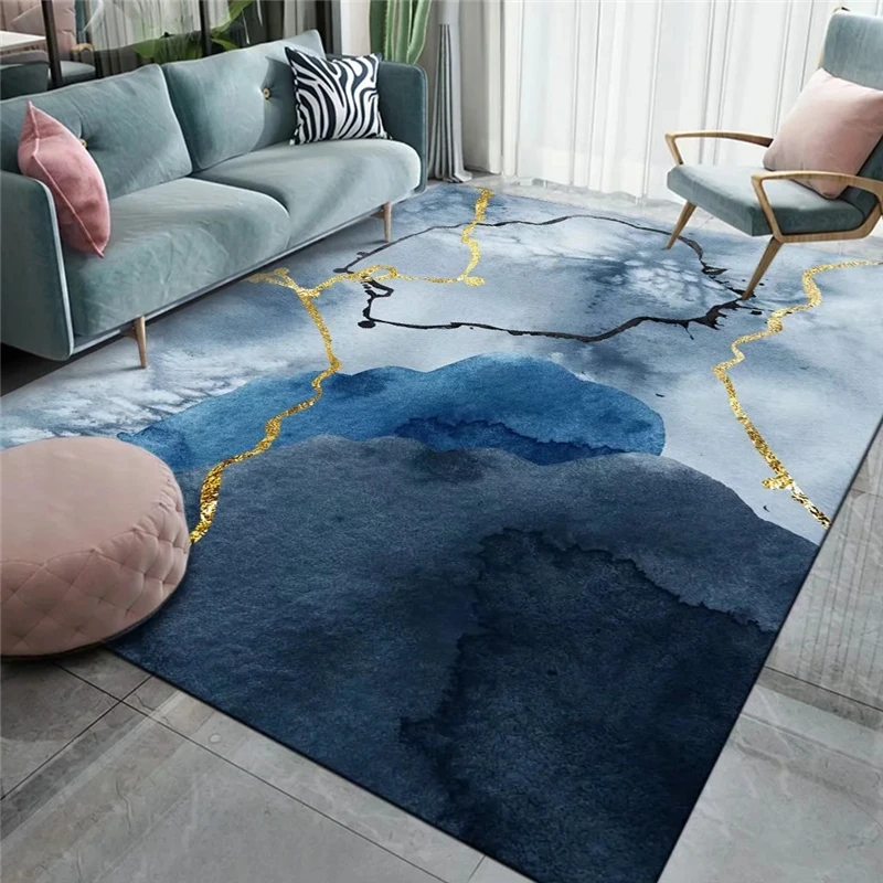 

Картина маслом, синий ковер, светильник лые Роскошные коврики для чайного столика, домашний декор для гостиной, спальни, прикроватный диван,...