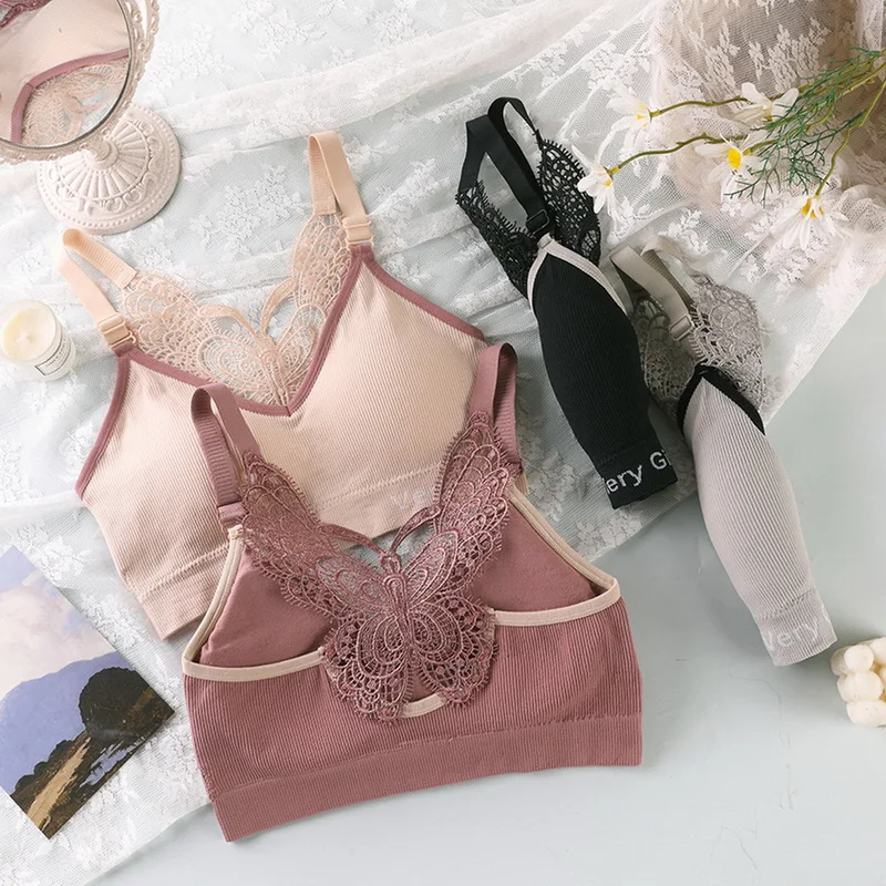 Женское Бесшовное нижнее белье бюстгальтер для занятий спортом с бабочками