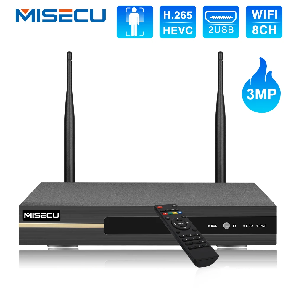 

MISECU Wifi NVR 8CH 3MP Wireless NVR Recorder Supports ONVIF For Wireless Security System H.265 CCTV NVR Security Video Recorder