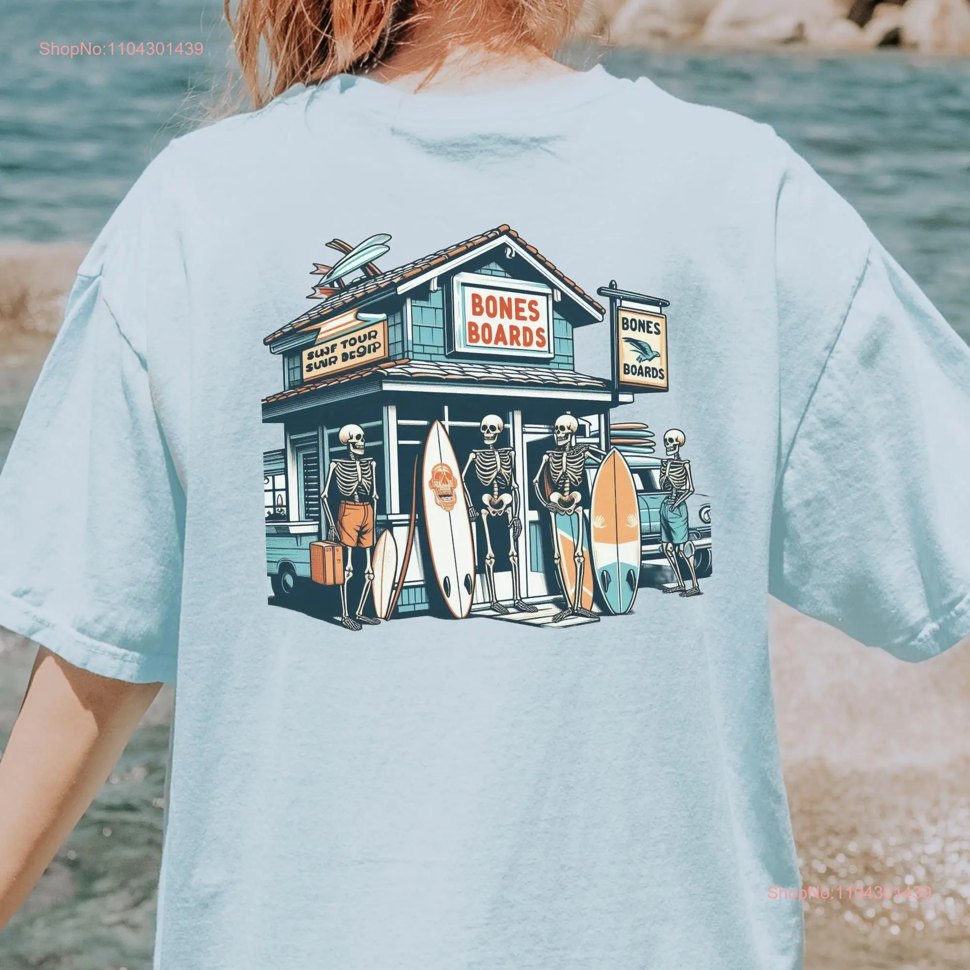 Футболка со скелетом для любителей пляжа серфинга доски Ocean Girl с длинными или
