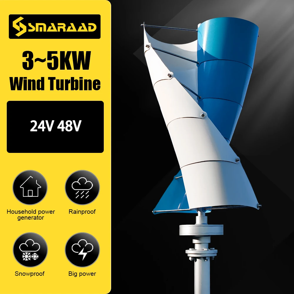 

European Duty Free Poland Fast Delivery Of Vertical Wind Turbines 5000W 24V 48V Maglev Offgrid System For Small Household Factor