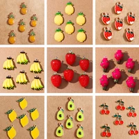 10pcs cute enamel fruit charms for jewelry making cherry pineapple banana apple charms pendants for diy necklaces earrings gift