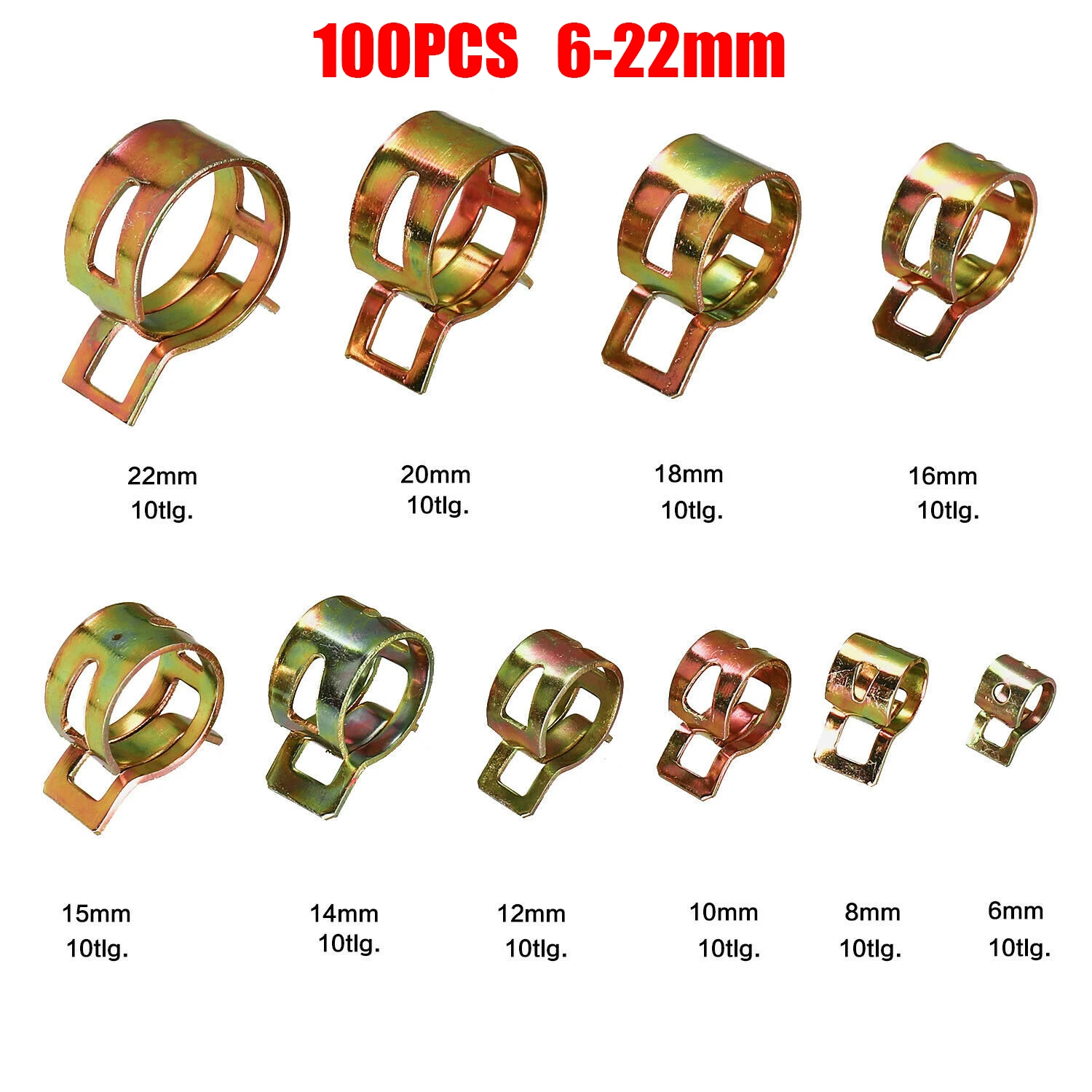 100 шт. пружинные зажимы для шланга 6-17 мм/6-22 мм