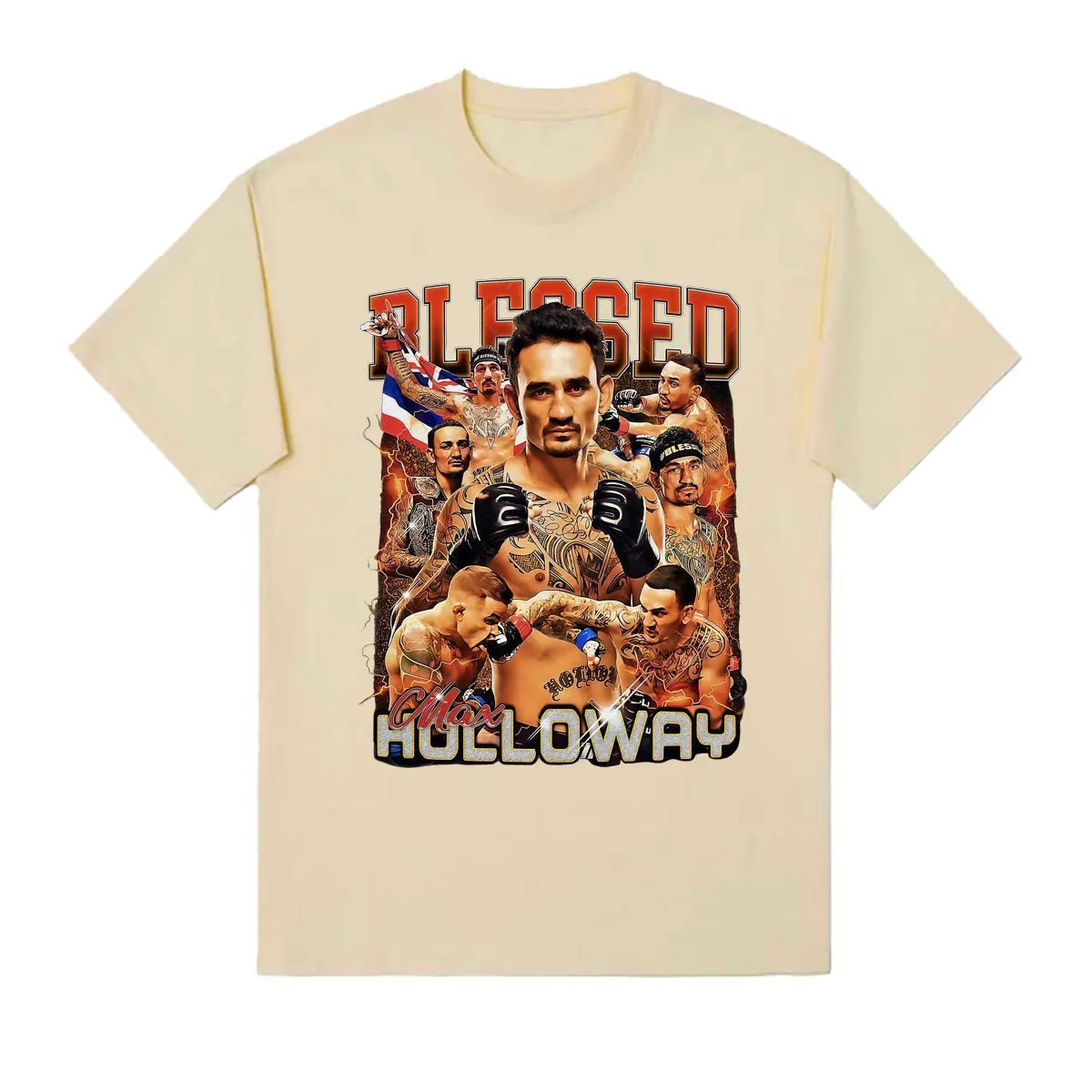 Фото Футболка Max Holloway Blessed Era Fan Gift для мужчин и женщин, винтажная, с графическим принтом, высокое качество, 100% хлопок №5