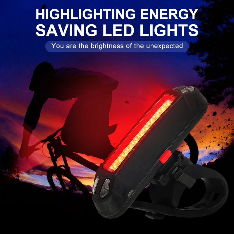 

LED Bike Tail Lamp Multi Mode Bicycle Cycling Warning Light Waterproof USB Rechargeable Automatic Shut-Down Front Rear Light