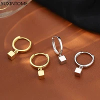 pendientes 925 sterling silver ear needle gold silver hoop square drop earrings simple korean style hoop earrings jewelry gifts
