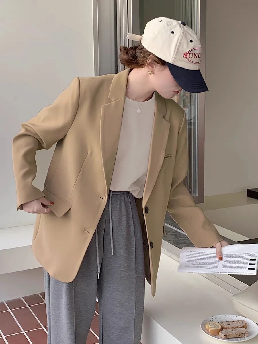 Классический женский пиджак в Корейском стиле свободная верхняя одежда модный