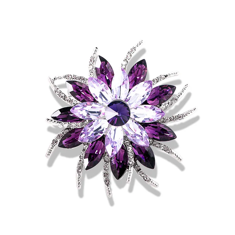 

Christmas Gifts Full Rhinestone Colorful Flower Brooch for Women Fashion Jewelry Creative Suit Sweater Accessories Gift for Girl