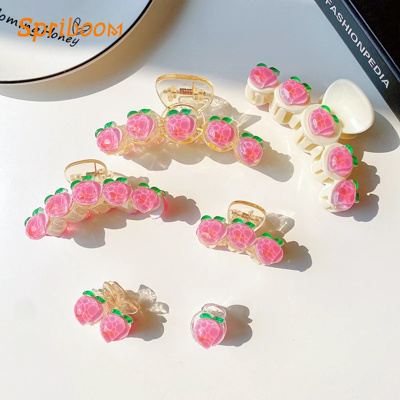 

Pink Peach Sweet Hair Claws Clips for Hair Accessories for Women Girls Small Medium Large Acrylic Claw Clip Shark Crab Hairclips