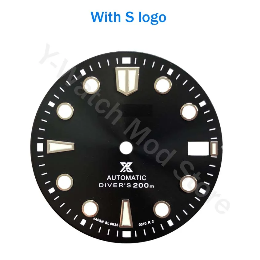 Esfera negra de Nh35-seiko con logo s, reloj nuevo estilo mod, caja NH35 Skx007/009, tortuga abulón de 28,5mm