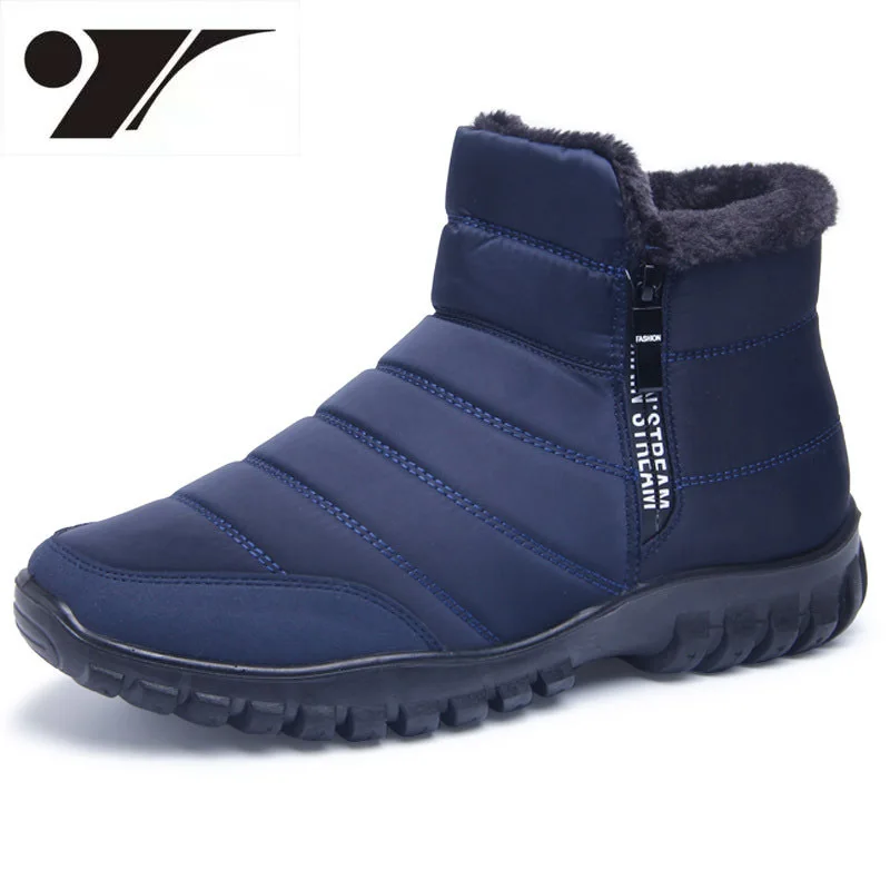 

Men Shoes New Keep Warm Winter Boots Slip on Waterproof PU Plush Ankle Botas Men Boots Outdoor Sneakers Zapatos De Hombre