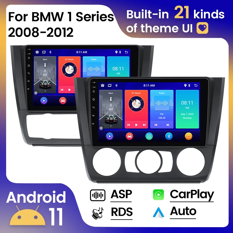 Carplay+Android Auto Car Radio For BMW 1 Series E81 E82 E87 E88 AT MT 2004-2012 Multimedia Player Head unit WIFI 4G ASP RDS BT