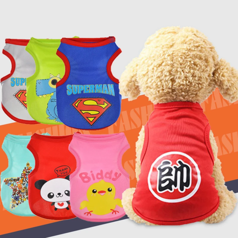 Новинка модная мультяшная Одежда для собак футболка маленьких забавная летняя