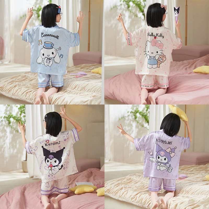 

Sanrio Kawaii Anime Kuromi Home Wear Girly Heart Hello Kitty Cute Cartoon Cinnamoroll Comfort Pajama Sets Toys for Girls