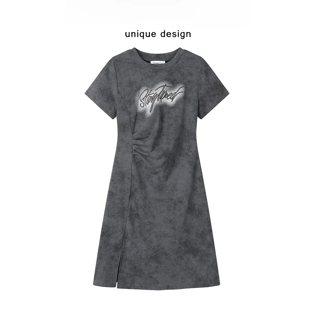 Xinmonlee американское винтажное платье с вышивкой в виде букв облегающее