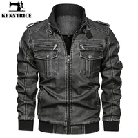 kenntrice man pu clothing motorcyclist winter plush jackets racing for mens leather male fleece coats thermal racer plush