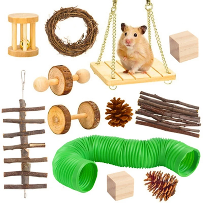 

Hamster Chew Toys, Natural Wooden Teeth Care Molar Set for Guinea Pig, Rat Small Animal Exercise Accessories