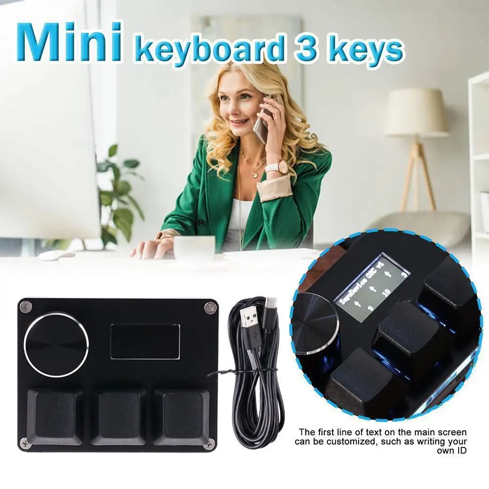 Мини-клавиатура 3 клавиши 1 ручка RGB программирование макро механическая