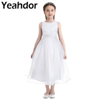 white flower girl dresses children sequined lace evening pageant wedding party kids dresses for girls first communion dress
