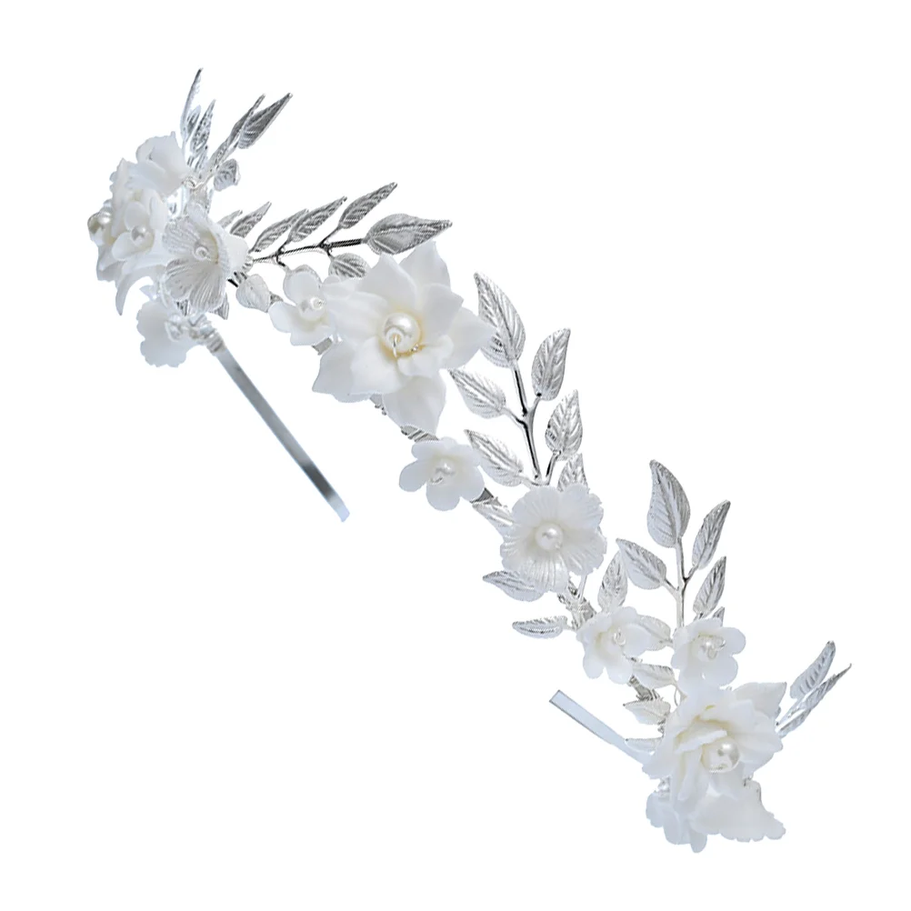 

Wedding Bridal Headband Flower Leaves Pearl Hair Headpieces Hairband Tiara Hair Accessories for Brides Bridesmaid ( Silver )