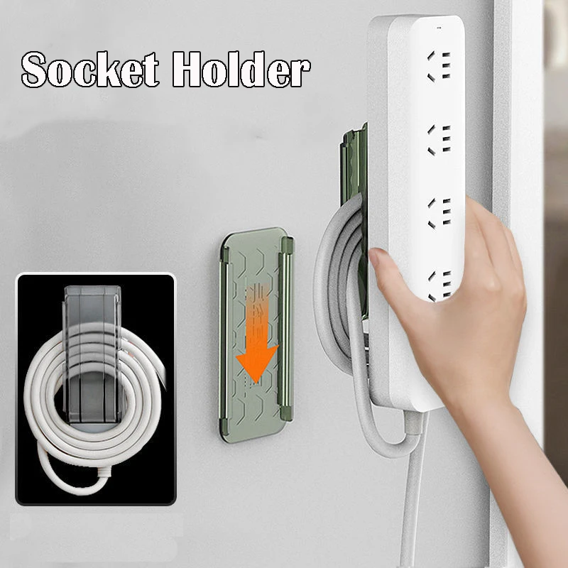 

Socket Wire Organizer Multifunctional Wall Mounted Punch-Free Socket Holder Bracket Cable Organizer Beside Socket Storage Rack