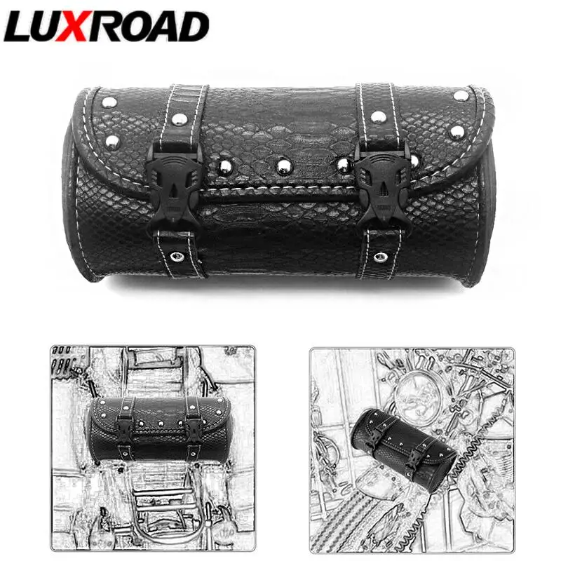 

Motorcycle Multifunction Crocodile PU Leather Waterproof Saddle Bag High Capacity Tool Bag Universal Motorbike Rider Bag 2Pcs