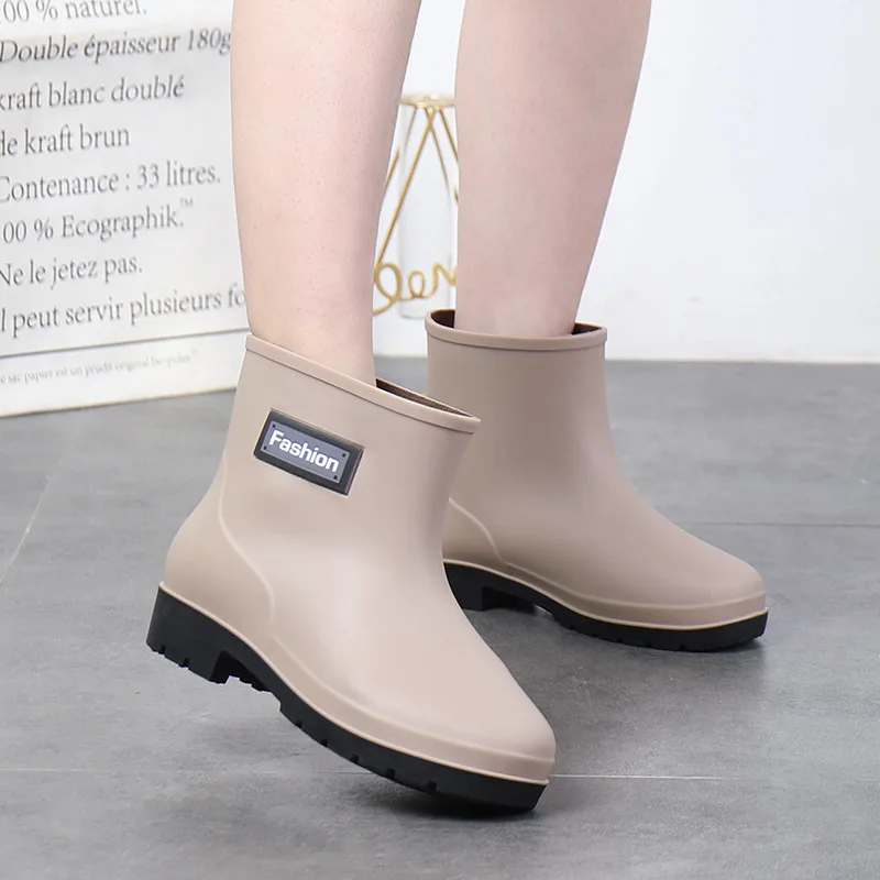 PVC Waterproof Casual Rainboots Women Fashion Work Water Shoes Adult Warm Women Rubber Shoes Mujer Non-slip Overshoe Rain Boots