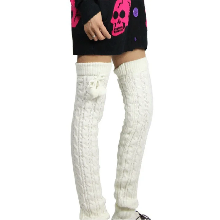 Thigh High Over Knee Long Socks Winter Leg Warmers Ankle Womens Stretch Solid Twist Knitted Ladies Slouch Warm Boot Sock Female