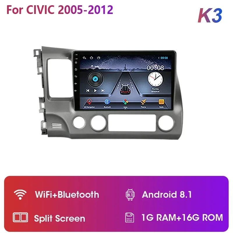 

Автомагнитола на Android 12 для Honda Civic 2005-2012, мультимедийный видеоплеер с GPS-навигацией, 2Din, динамики Carplay, головное устройство DSP, стерео