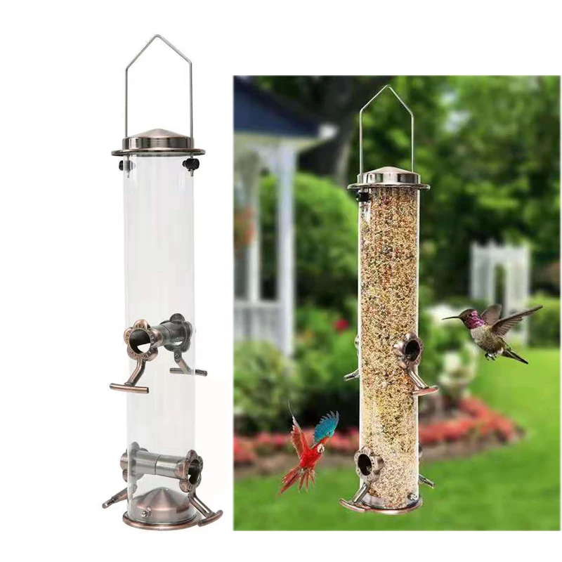 

Outdoor Hanging Wild Bird Feeder Container Stainless Steel Waterproof Perches Bird Feeding Tool Garden Paddock Decoration