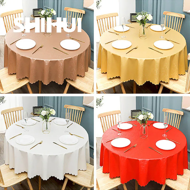 

Large Rectangle PVC Waterproof Table Linen Cloth Round Tablecloth Cover For Hotel Banquet Wedding Party Event Dining Decoration