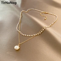tirnanog fashion baroque imitation pearl pendant necklace contracted classic luxury women collarbone chain party gift