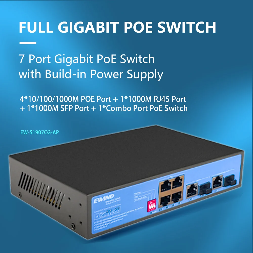 GIgabit POE Switch 10/100/1000Mbps Fiber Network Switches Full Ports Gigabit Ethernet Switch with SFP for IP Camera/Wireless AP