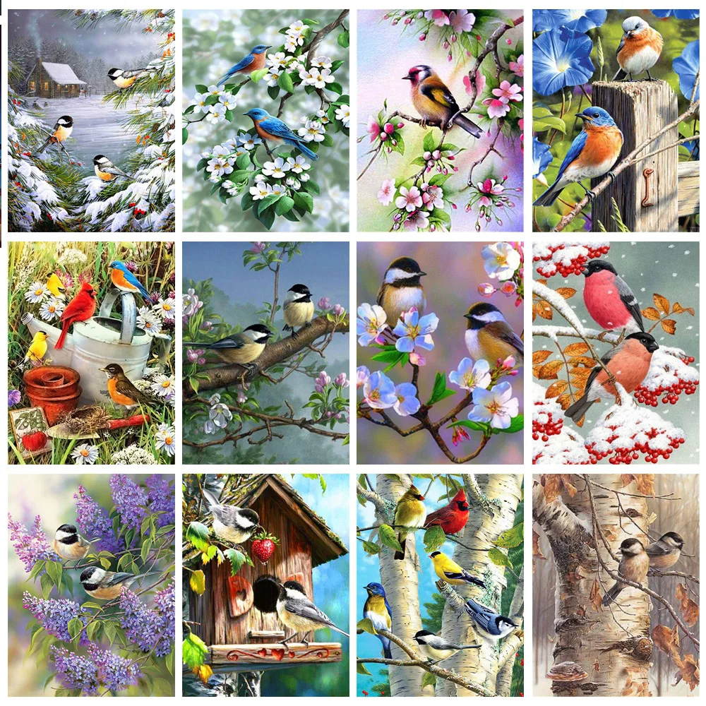 

Diamond Painting Birds Full Square Diamond Embroidery Animal Mosaic Winter Picture Of Rhinestones Cross Stitch Home Decor