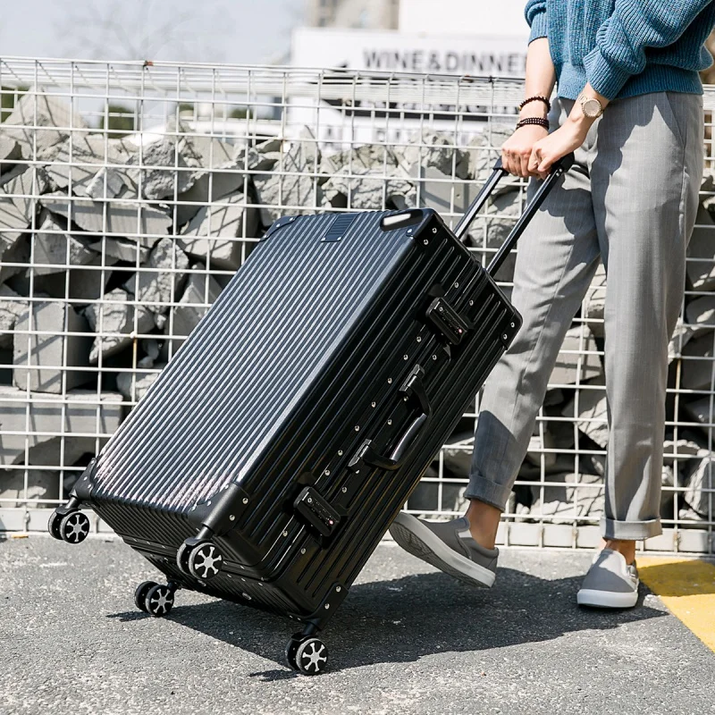 Scratch-resistant Suitcase Luggage 20/22/24/26/29-inch Portable Aluminum Frame Trolley Boarding Large Capacity Trolley  Case