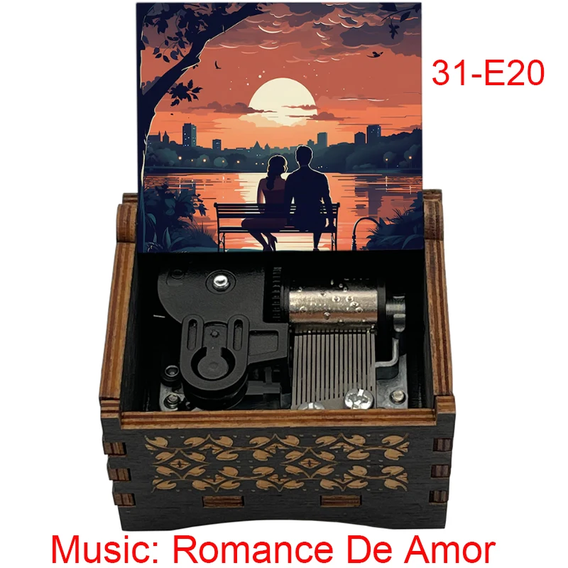 Фото Механическая музыкальная тема, музыкальная шкатулка Romance De Amor, деревянная песня на заказ, рождественские подарки на день Святого Валентина для жены, подруги №2