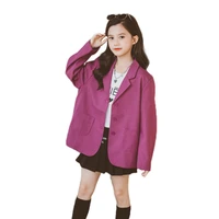 spring autumn kids girls jacket fashion korean long sleeve purple suit jackets for girls teenager button blazer cardigan costume