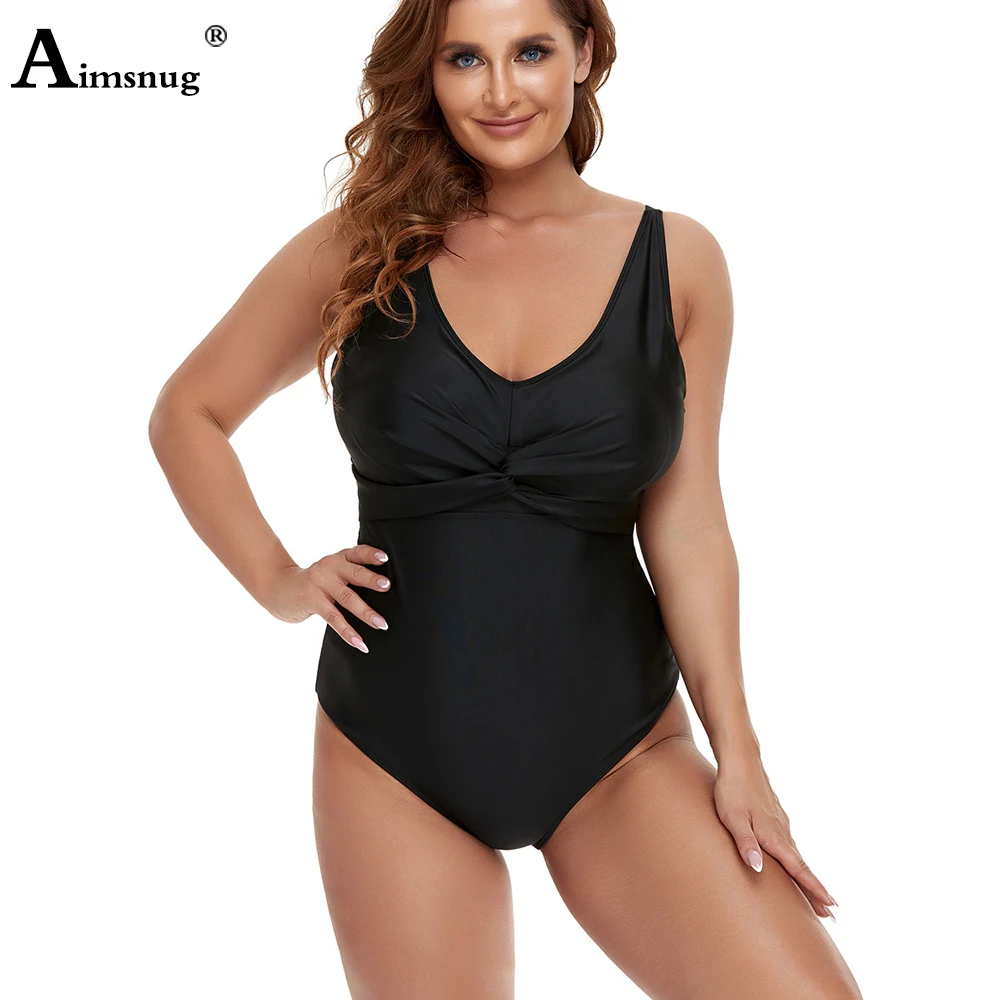 

Aimsnug Women Push Up Swimwear One Piece Swimsuit Female High Cut Onesie Beachwear American Style 2022 Sexy V-neck Bathing Suits