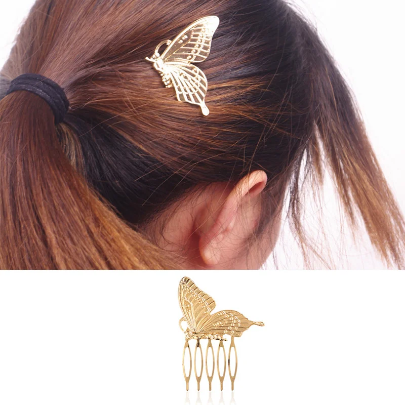 

New jewelry fashion versatile metal Butterfly Hair Comb insert comb